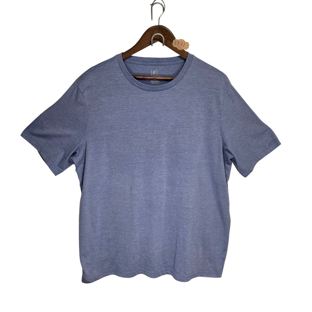 George Mens XL Blue Heathered Short Sleeve Crewneck T-Shirt Recycled Blend 1771